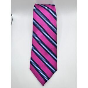 JOS.A.BANK Pink Navy Striped‎ 100% Silk Necktie Traveler's Collection
